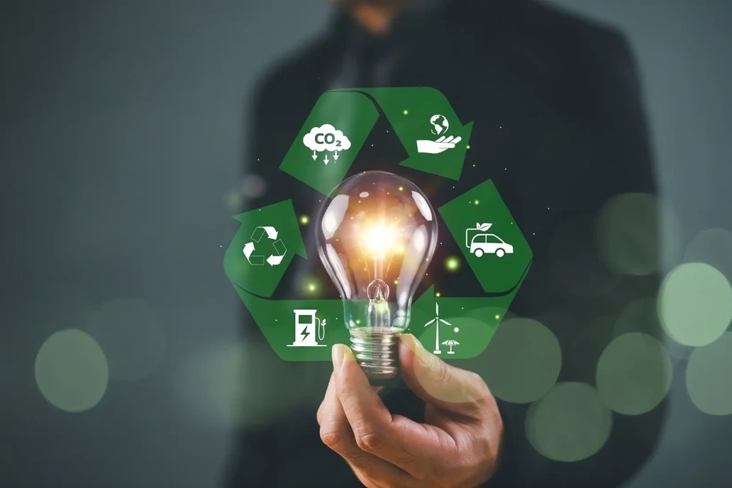 simbolul procesului de reciclare controlat de tehnologia AI